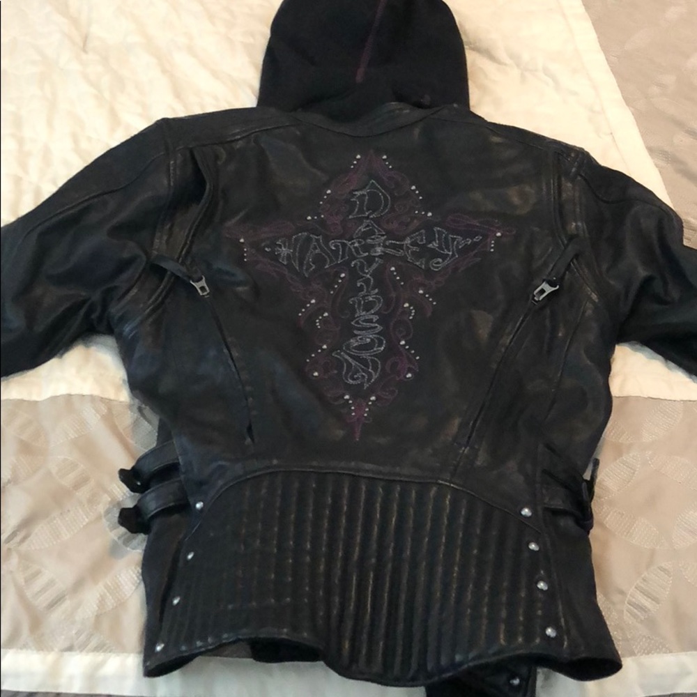 Black purple HarleyDavidson jacket w insert jacket